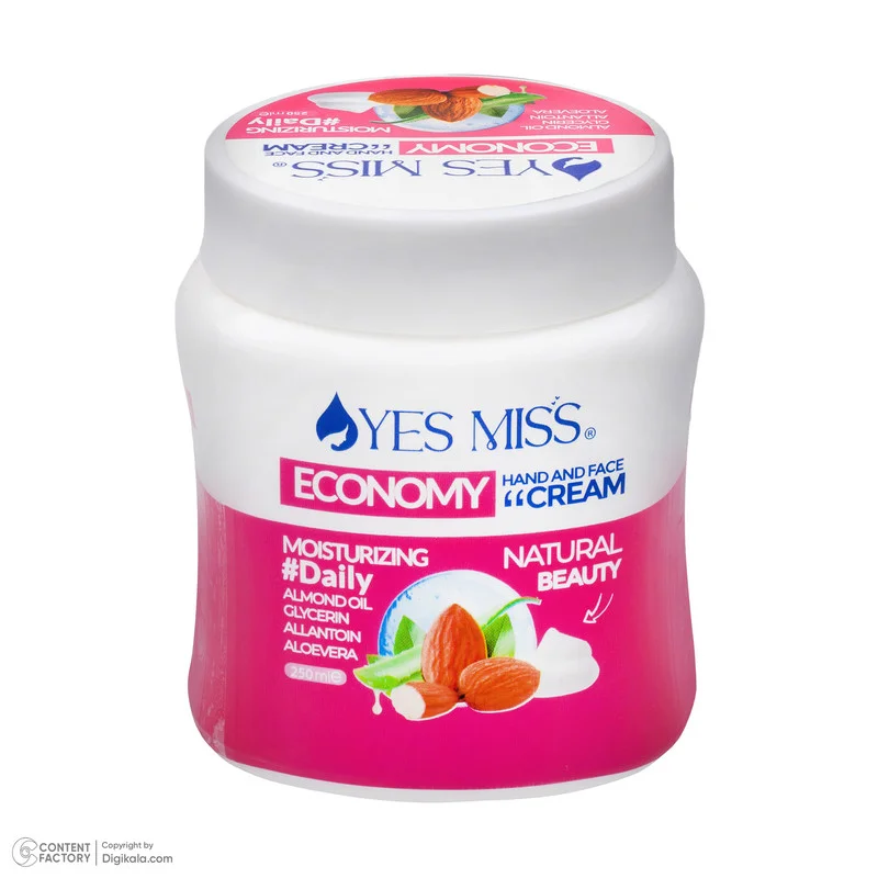 کرم مرطوب و نرم کننده دست صورت یس میس حاوی روغن بادام و آلوورا 250میل